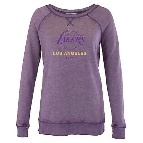 NBA Los Angeles Lakers LA Women's Large Burnout Retro Logo Fleece Sweatshirt New - Picture 1 of 10